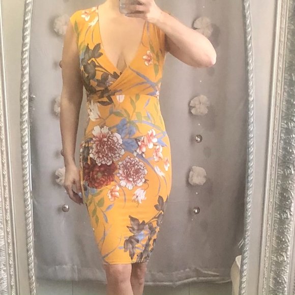 Kimcine Orange Floral Sleeveless Open Back Dress - Picture 2 of 7